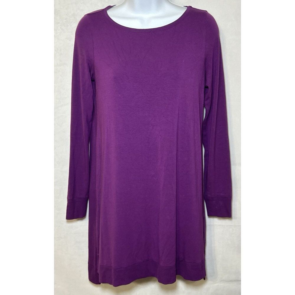 Eileen Fisher Petite Women's PP Long Sleeve Purple‎ Shirt Dress